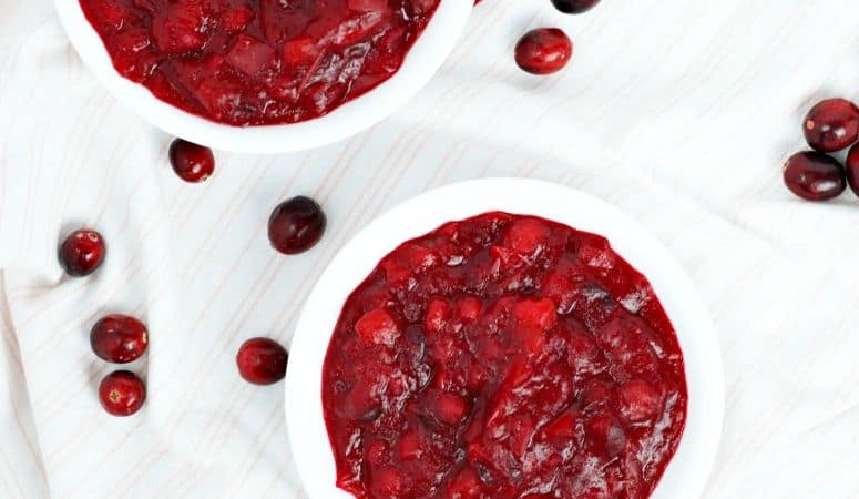 Naturally Sweetened Cranberry Sauce with Maple Syrup and Fresh Apples