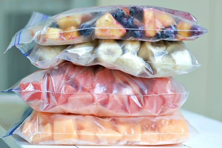 Packs of frozen fruit
